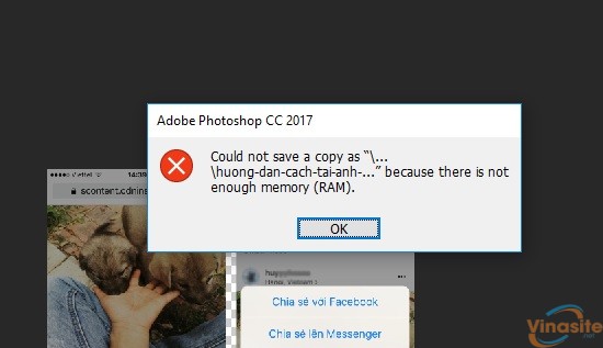Hướng dẫn sửa lỗi Photoshop "NOT ENOUGH RAM" Windows 10 1803
