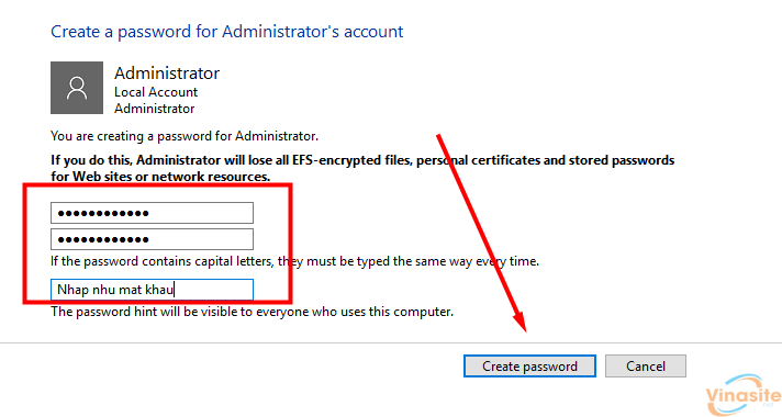 Tạo mật khẩu đăng nhập cho máy tính Windows