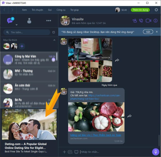 Quảng cáo trên Viber