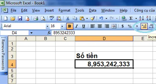 Định dạng dấu của số trong Excel