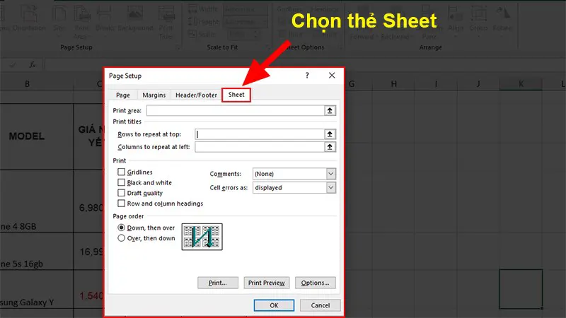 Cách lặp lại tiêu đề Excel khi in ấn trong Excel