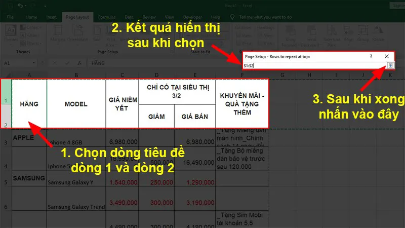 Cách lặp lại tiêu đề Excel khi in ấn trong Excel