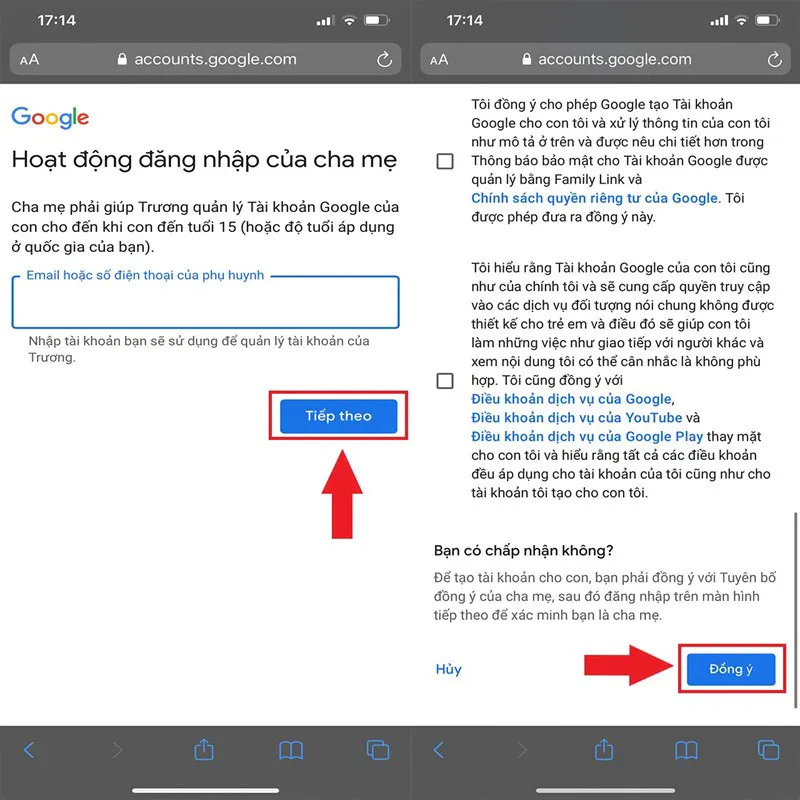 Tạo tài khoản Google cho con