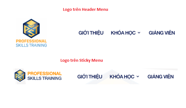 Ví dụ về mẫu logo trên Header và Sticky Menu
