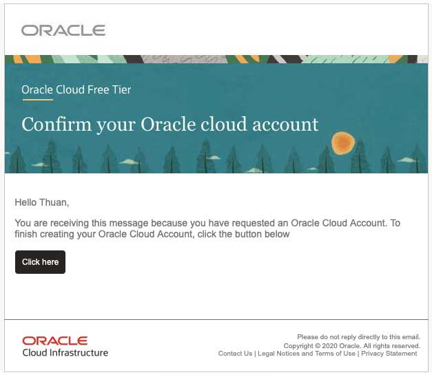 oracle cloud free tier email verification