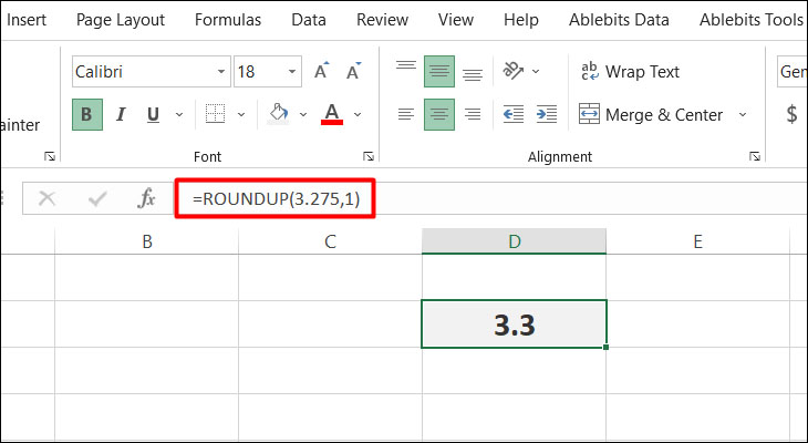 Cách làm tròn lên trong Excel