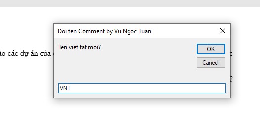 Nhập tên viết tắt của người bình luận khi bạn cần và nhấn OK