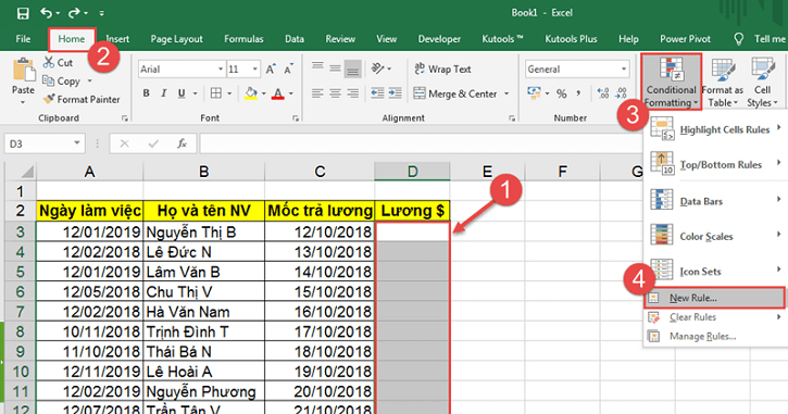 Tự động kẻ khung cho những ô chứa nội dung trong Excel
