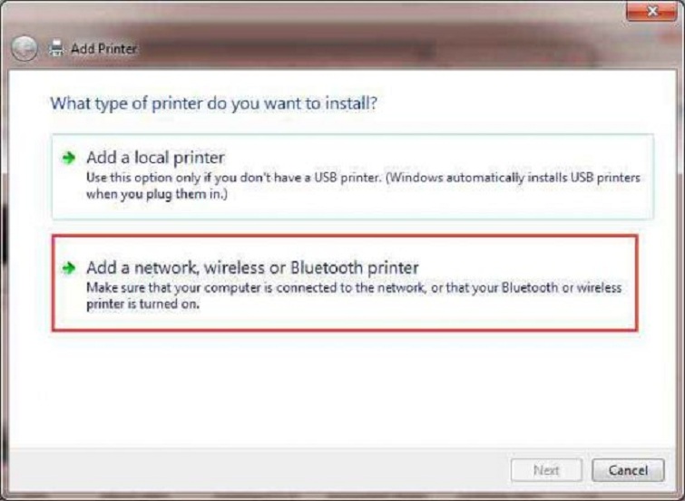 Add a network, wireless or Bluetooth printer