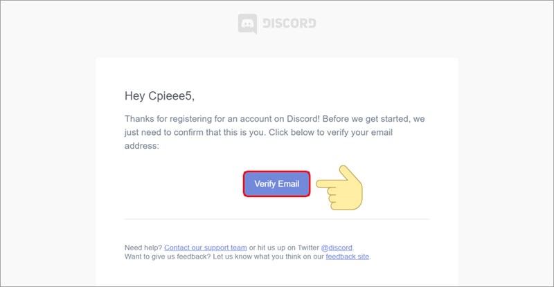 Verify Email để xác thực tài khoản Discord