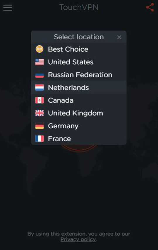 Bạn có thể chọn các server ở các nước khác nhau.