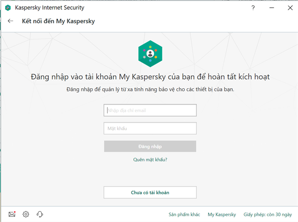 Đăng nhập My Kaspersky