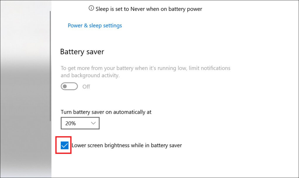 Lower screen brightness while in battery saver