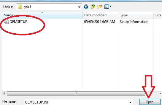 Open file Oemsetup