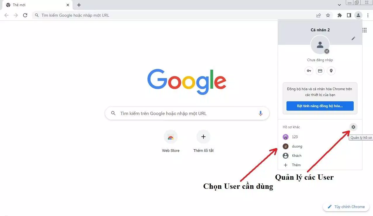 Hướng dẫn quản lý các User trong Chrome