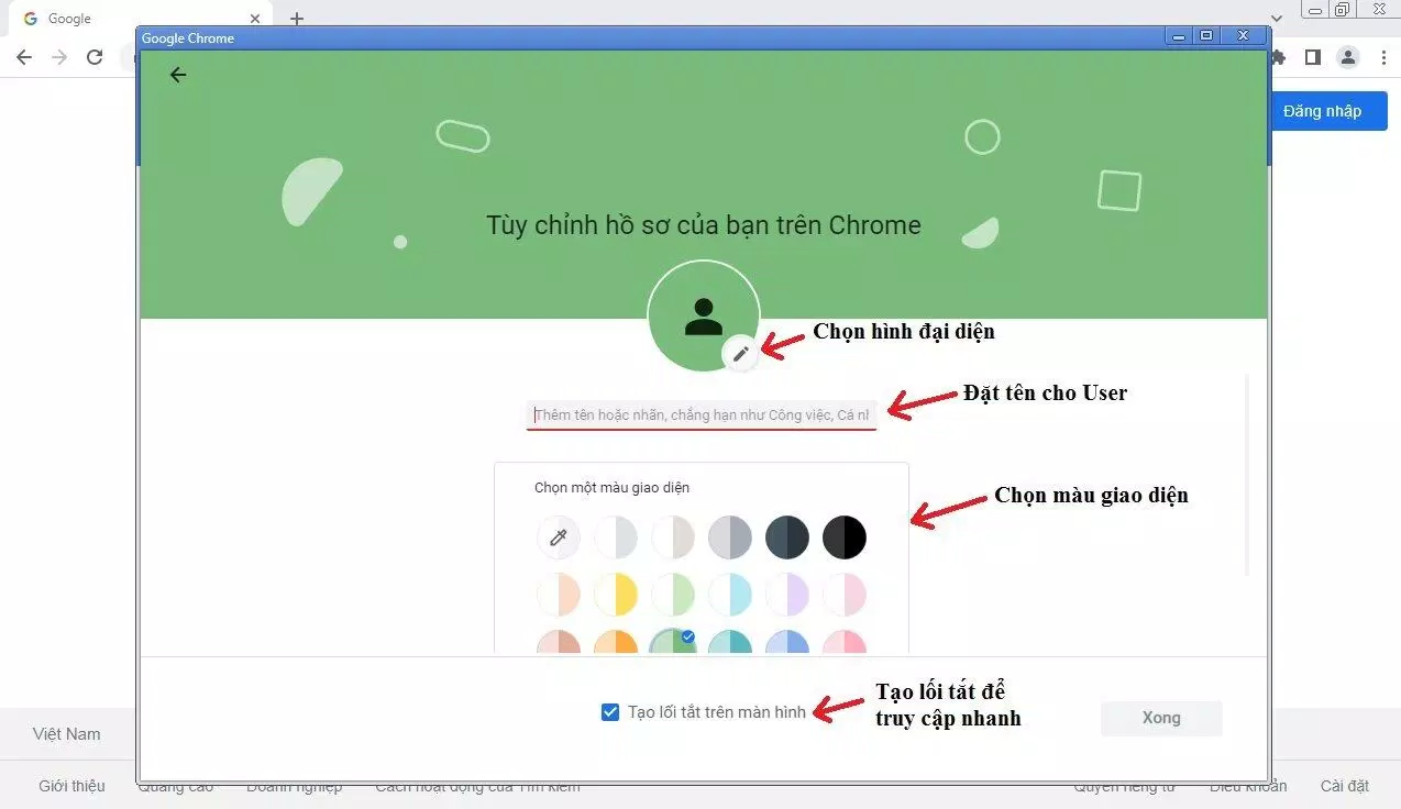 Hướng dẫn tạo User trong trình duyệt Chrome