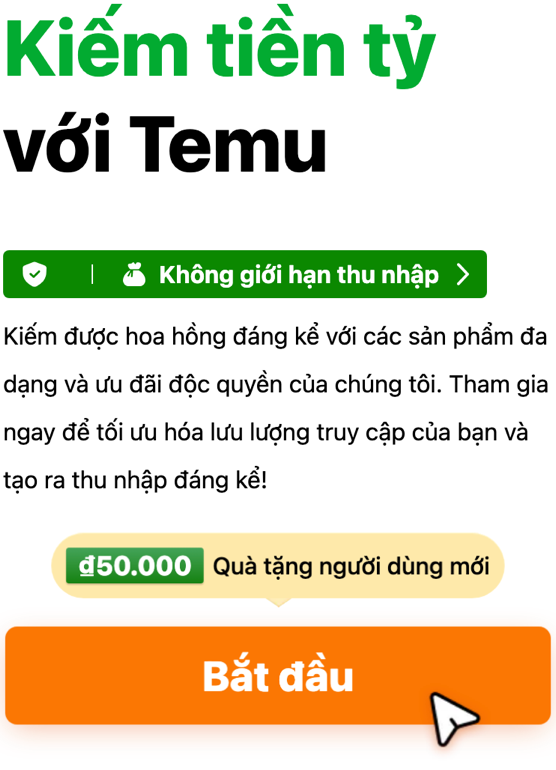 Kiếm tiền với Temu