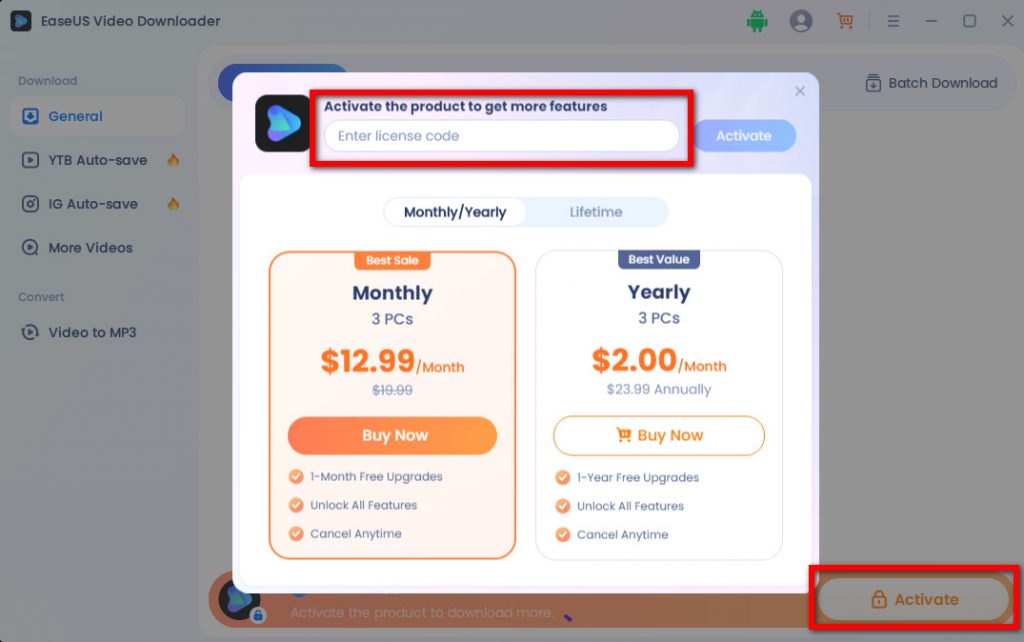 (Windows) Key bản quyền EaseUS Video Downloader - tải video YouTube, Facebook, TikTok trị giá $39.99